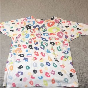 Dolman sleeve multi color animal print top